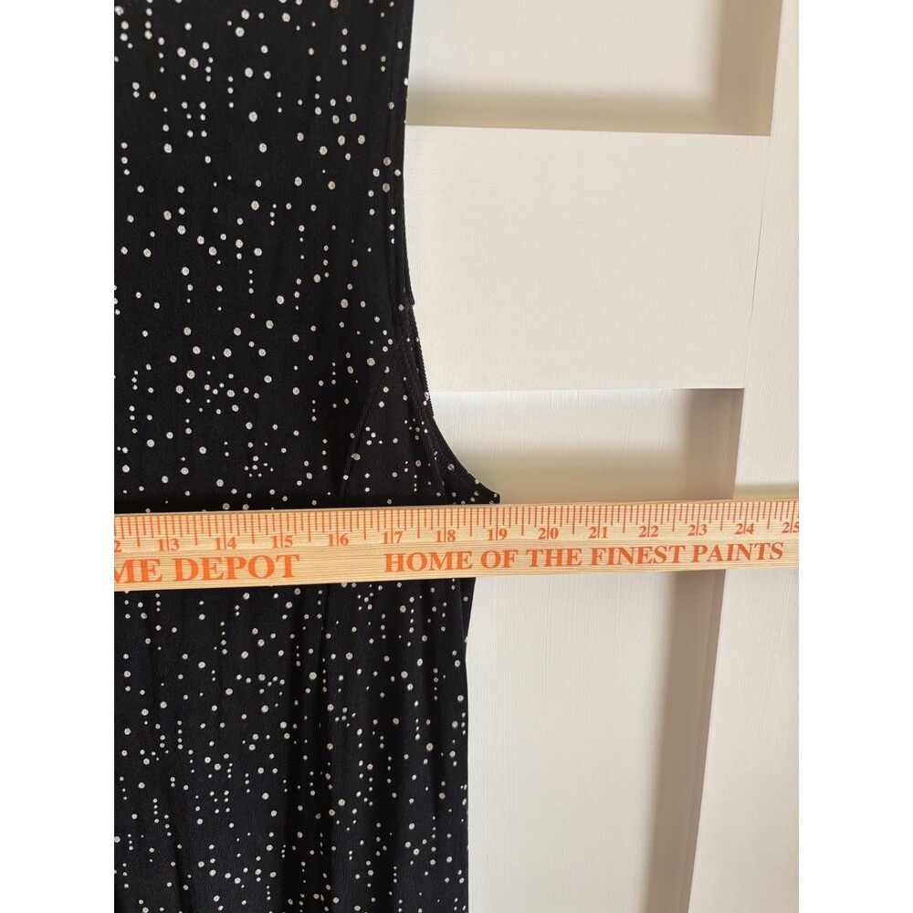 Chico’s Travelers Black Sleeveless Dress Size 3 (XL) Stretch Polka Dot Midi - Picture 3 of 6
